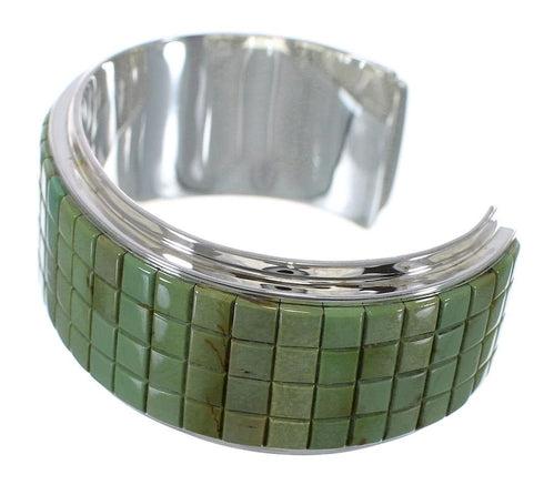 Substantial Sterling Silver Turquoise Inlay Cuff Bracelet Jewelry VX63350