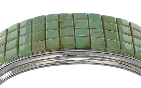 Substantial Sterling Silver Turquoise Inlay Cuff Bracelet Jewelry VX63350