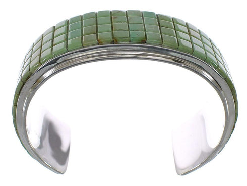Substantial Sterling Silver Turquoise Inlay Cuff Bracelet Jewelry VX63350