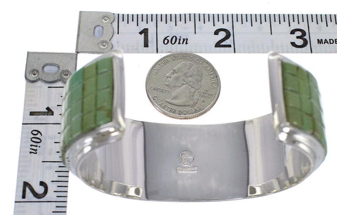 Substantial Sterling Silver Turquoise Inlay Cuff Bracelet Jewelry VX63350