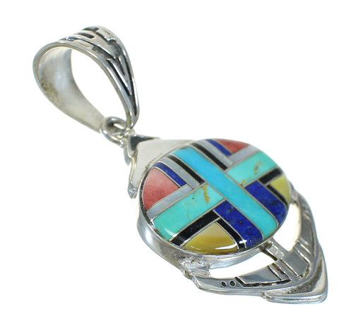 Genuine Sterling Silver Multicolor Inlay Pendant MX65382