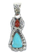 Coral Turquoise Sterling Silver Southwest Flower Pendant MX65466
