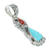 Coral Turquoise Sterling Silver Southwest Flower Pendant MX65466