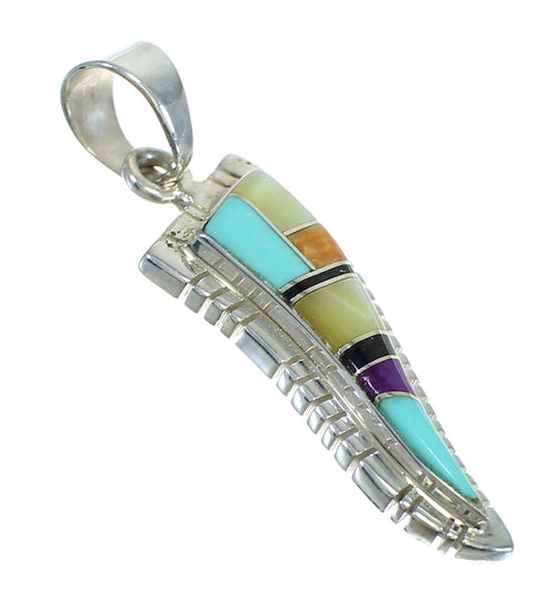 Southwest Sterling Silver Multicolor Inlay Jewelry Pendant MX65535