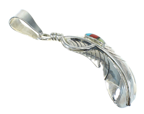 Sterling Silver Multicolor Southwest Feather Pendant MX65580