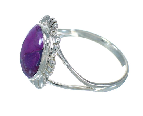Genuine Sterling Silver And Magenta Turquoise Southwest Ring Size 6-3/4 VX64004