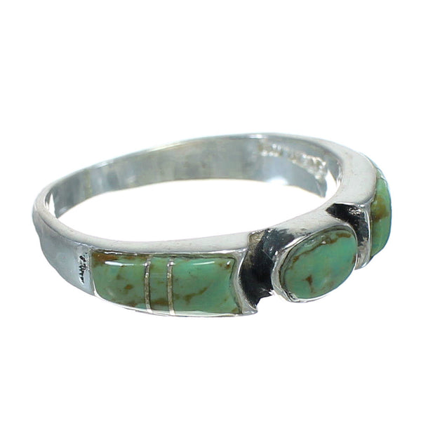 Genuine Sterling Silver And Turquoise Inlay Ring Size 6-1/4 VX64093