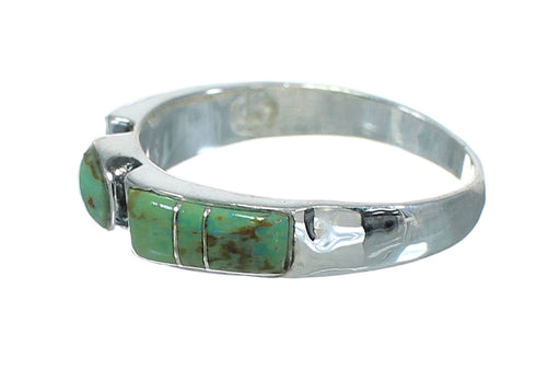 Southwest Genuine Sterling Silver And Turquoise Inlay Ring Size 7-3/4 VX64096