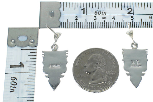 Southwestern Multicolor Sterling Silver Arrowhead Post Dangle Earrings WX78705