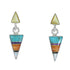 Genuine Sterling Silver Multicolor Southwestern Post Dangle Earrings WX78771