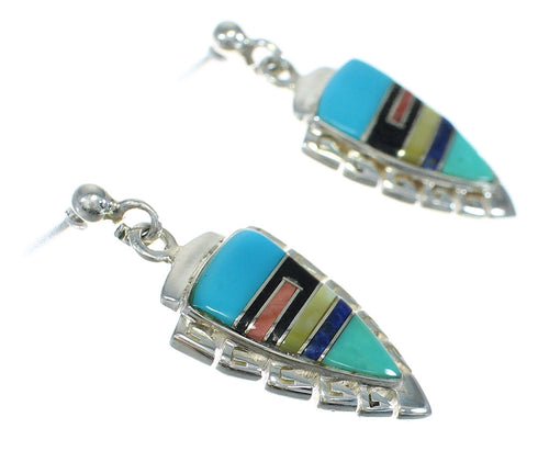 Southwest Multicolor Silver Water Wave Arrowhead Post Dangle Earrings WX78781