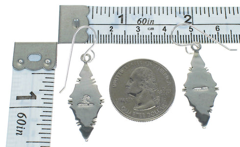 Southwest Authentic Sterling Silver Multicolor Hook Dangle Earrings WX78866