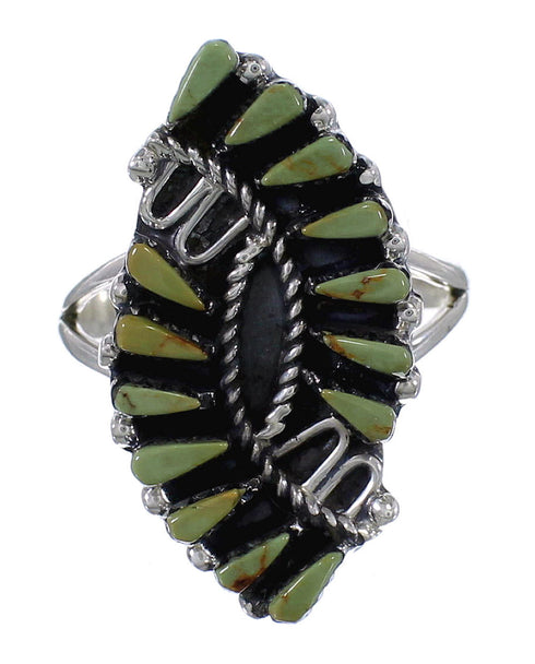Sterling Silver Turquoise Southwest Needlepoint Ring Size 8-1/4 RX62976