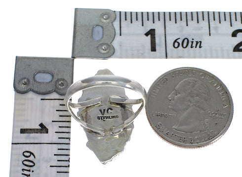 Authentic Sterling Silver Turquoise Southwest Needlepoint Ring Size 7 QX80964