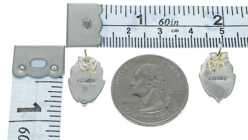 Native American Village Design Sterling Silver Multicolor Post Earrings WX78905