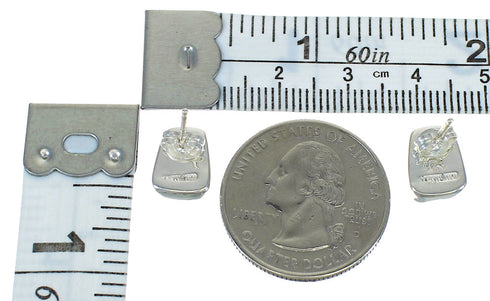 Multicolor Inlay Sterling Silver Native American Village Design Post Earrings WX79005