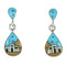 Native American Village Design Silver Multicolor Tear Drop Post Dangle Earrings WX79085