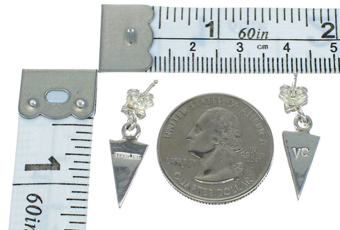 Multicolor Native American Village Design Silver Post Dangle Earrings WX79088