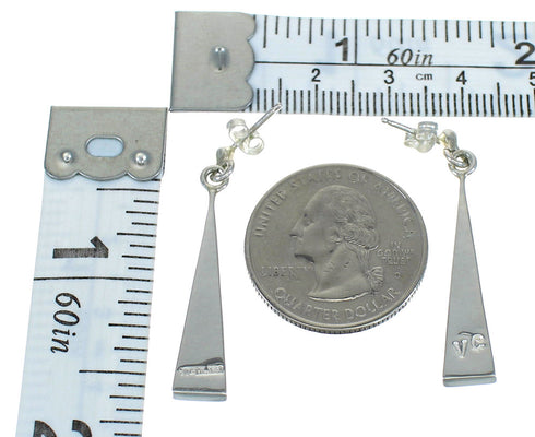 Silver Multicolor Native American Village Design Post Dangle Earrings WX79093