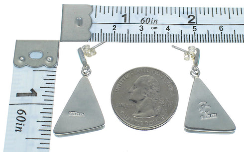 Sterling Silver Turquoise Inlay Southwest Post Dangle Earrings QX78712