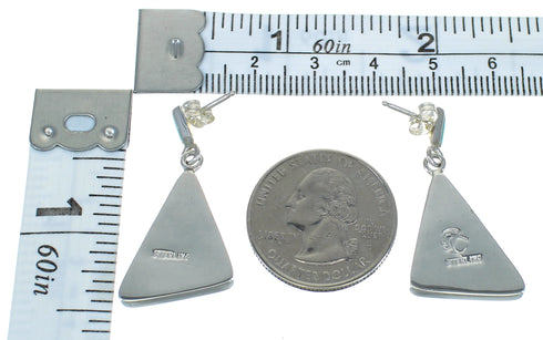 Genuine Sterling Silver Turquoise Inlay Southwestern Post Dangle Earrings