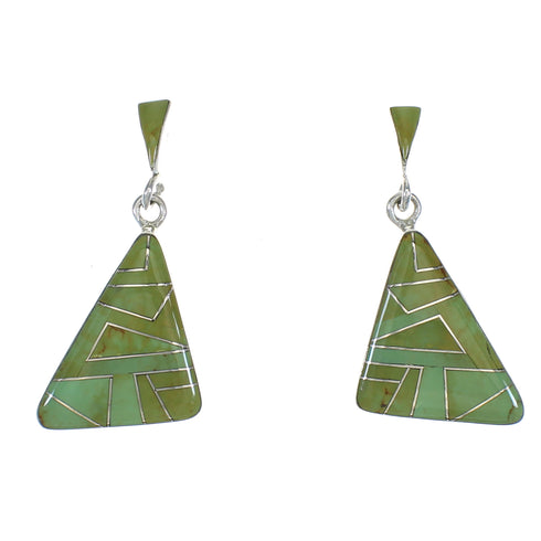 Genuine Sterling Silver Turquoise Inlay Southwestern Post Dangle Earrings