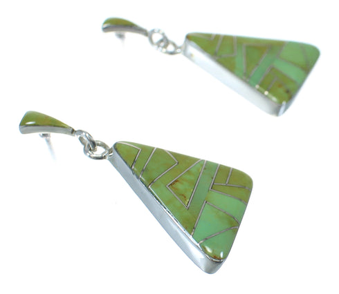 Genuine Sterling Silver Turquoise Inlay Southwestern Post Dangle Earrings
