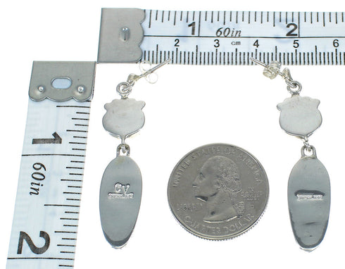 Southwest Turquoise Inlay Sterling Silver Post Dangle Earrings QX78778