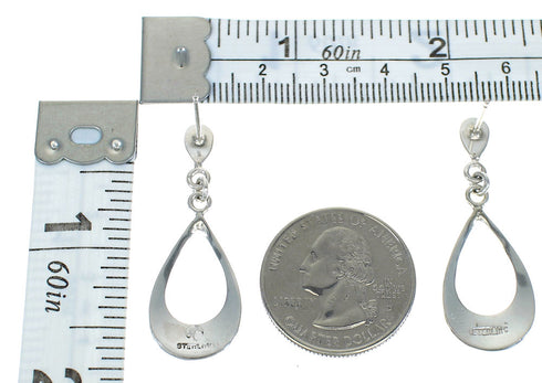 Southwestern Turquoise Inlay Sterling Silver Post Dangle Earrings QX78779