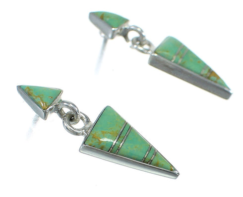 Southwest Sterling Silver Turquoise Inlay Post Dangle Earrings QX78858