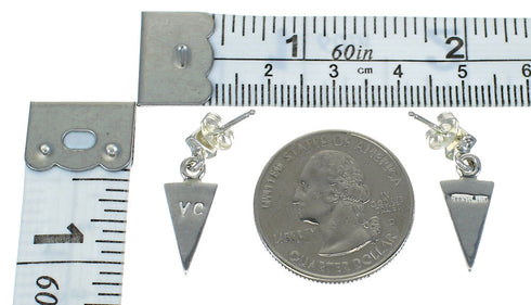 Southwest Sterling Silver Turquoise Inlay Post Dangle Earrings QX78858