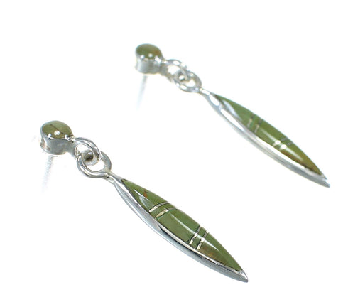 Silver Southwest Turquoise Inlay Post Dangle Earrings QX78877