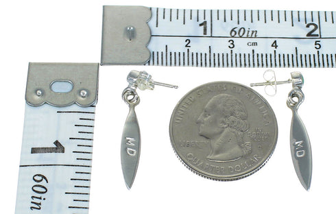 Silver Southwest Turquoise Inlay Post Dangle Earrings QX78877