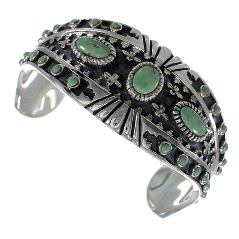 Substantial Sterling Silver Southwest Turquoise Cuff Bracelet Jewelry VX63365