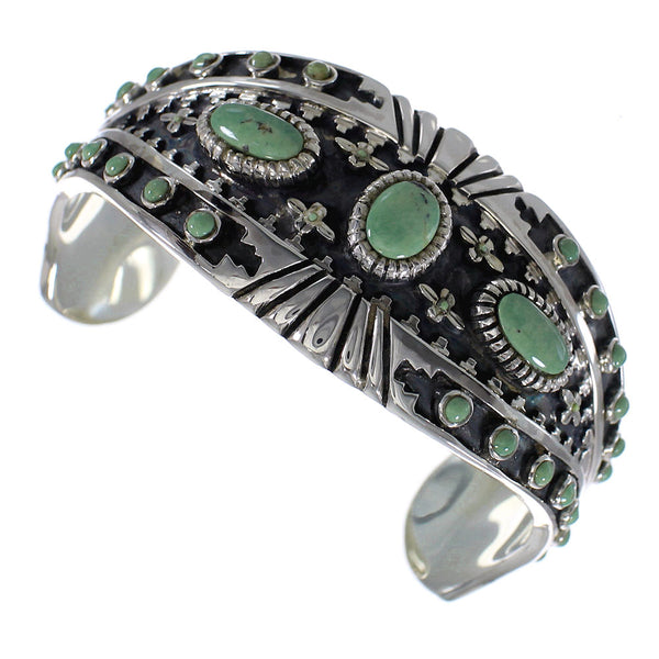 Substantial Sterling Silver Southwest Turquoise Cuff Bracelet Jewelry VX63365