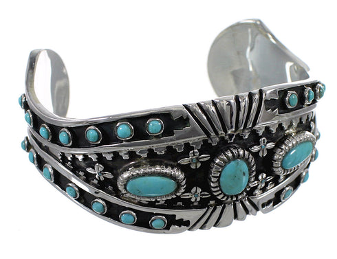 Southwest Authentic Sterling Silver Turquoise Cuff Bracelet VX63750