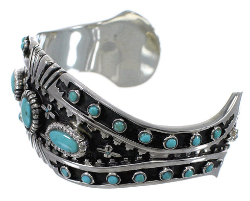 Southwest Authentic Sterling Silver Turquoise Cuff Bracelet VX63750