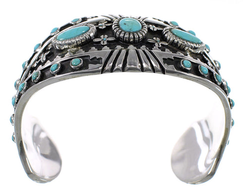 Southwest Authentic Sterling Silver Turquoise Cuff Bracelet VX63750