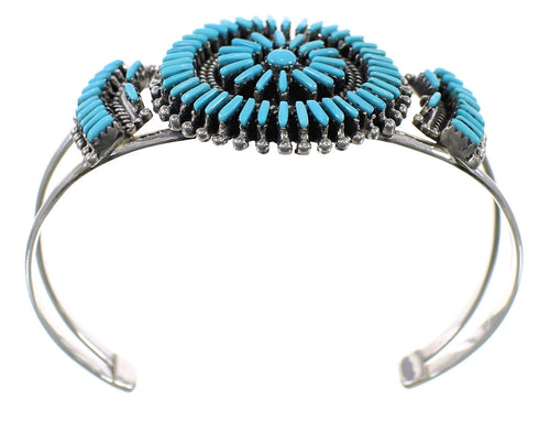 Southwest Sterling Silver Turquoise Needlepoint Cuff Bracelet VX63783