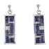 Silver Opal And Magenta Turquoise Post Dangle Earrings MX63640