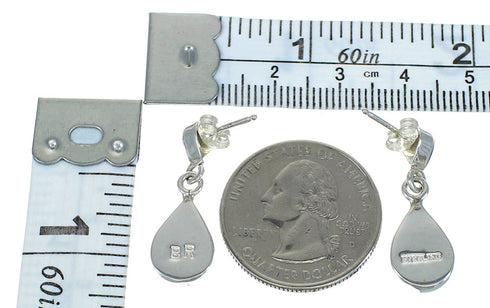 Tear Drop Magenta Turquoise Silver Post Dangle Earrings MX63769