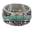 Turquoise Opal Authentic Sterling Silver Southwest Water Wave Ring Size 7-1/4 QX82295