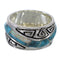 Southwest Turquoise Opal Silver Water Wave Ring Size 6-1/4 QX82304