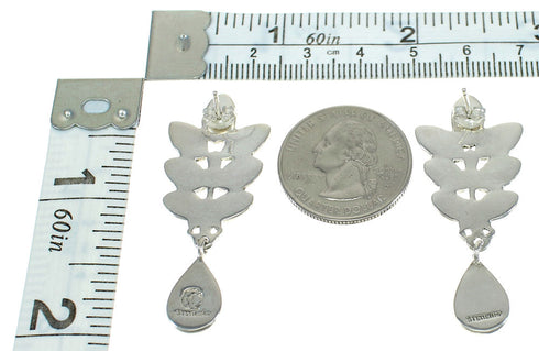 Genuine Sterling Silver Turquoise Leaf Post Dangle Earrings MX64680