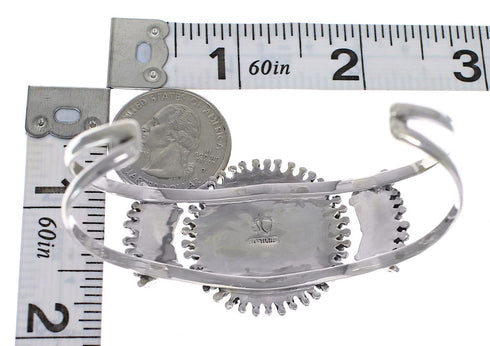 Southwest Genuine Sterling Silver Turquoise Needlepoint Cuff Bracelet VX63508