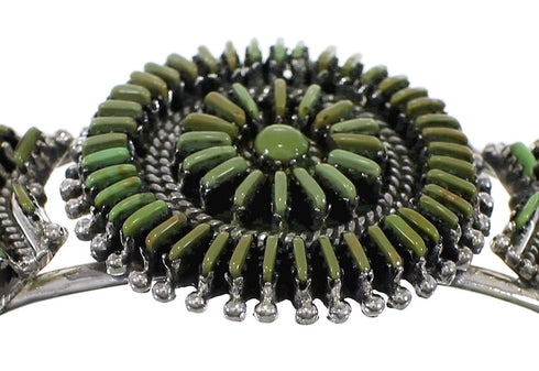 Southwest Authentic Sterling Silver Turquoise Needlepoint Cuff Bracelet VX63511