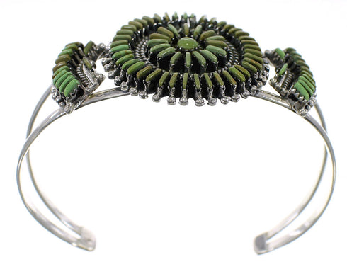 Southwest Authentic Sterling Silver Turquoise Needlepoint Cuff Bracelet VX63511