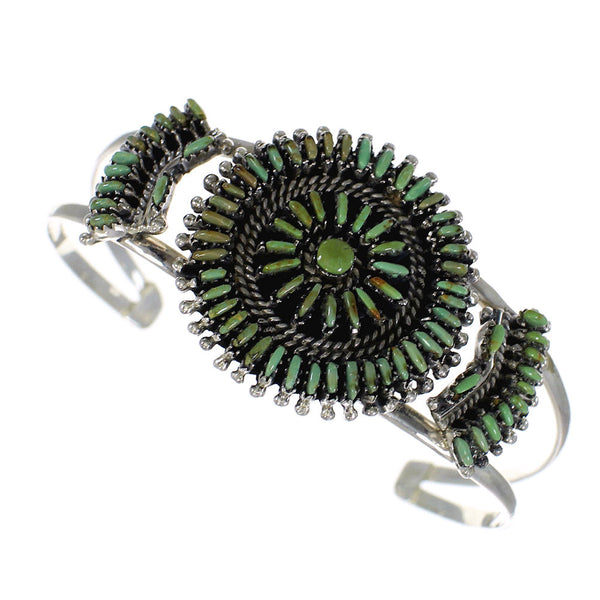 Sterling Silver Turquoise Needlepoint Southwest Cuff Bracelet VX63512