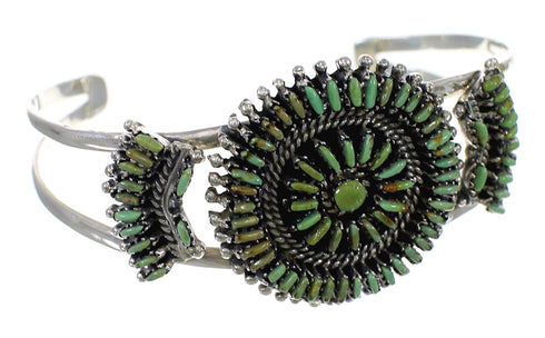 Sterling Silver Turquoise Needlepoint Southwest Cuff Bracelet VX63512