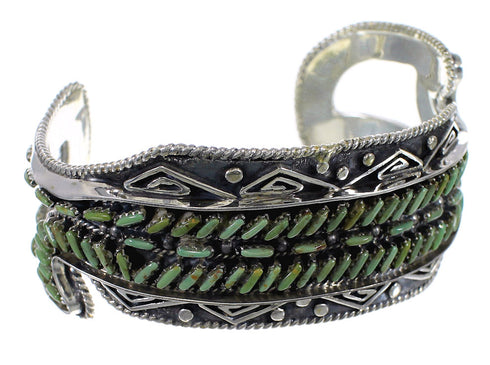 Authentic Sterling Silver Turquoise Needlepoint Water Waves Heavy Cuff Bracelet VX63518